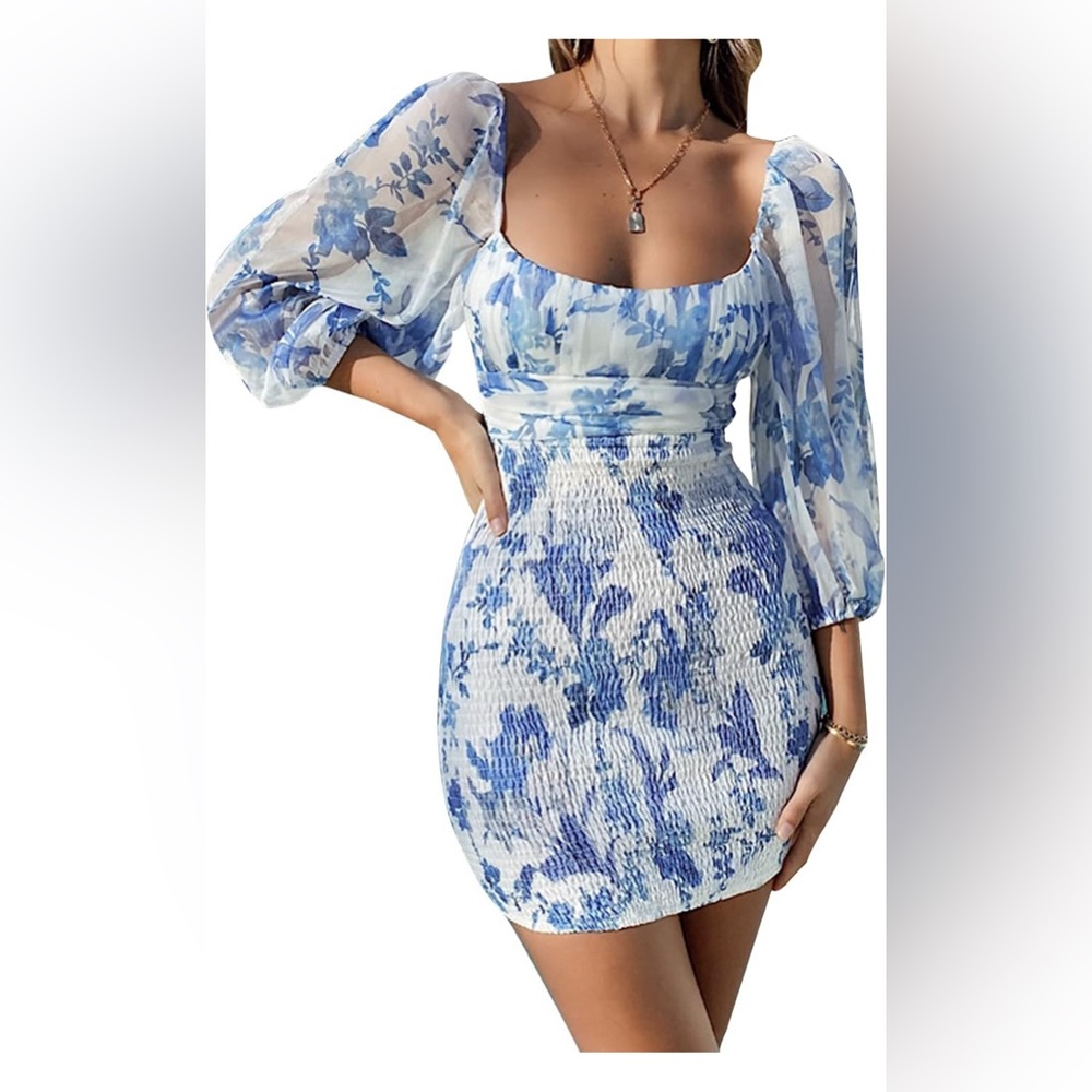 Smocked blue dress